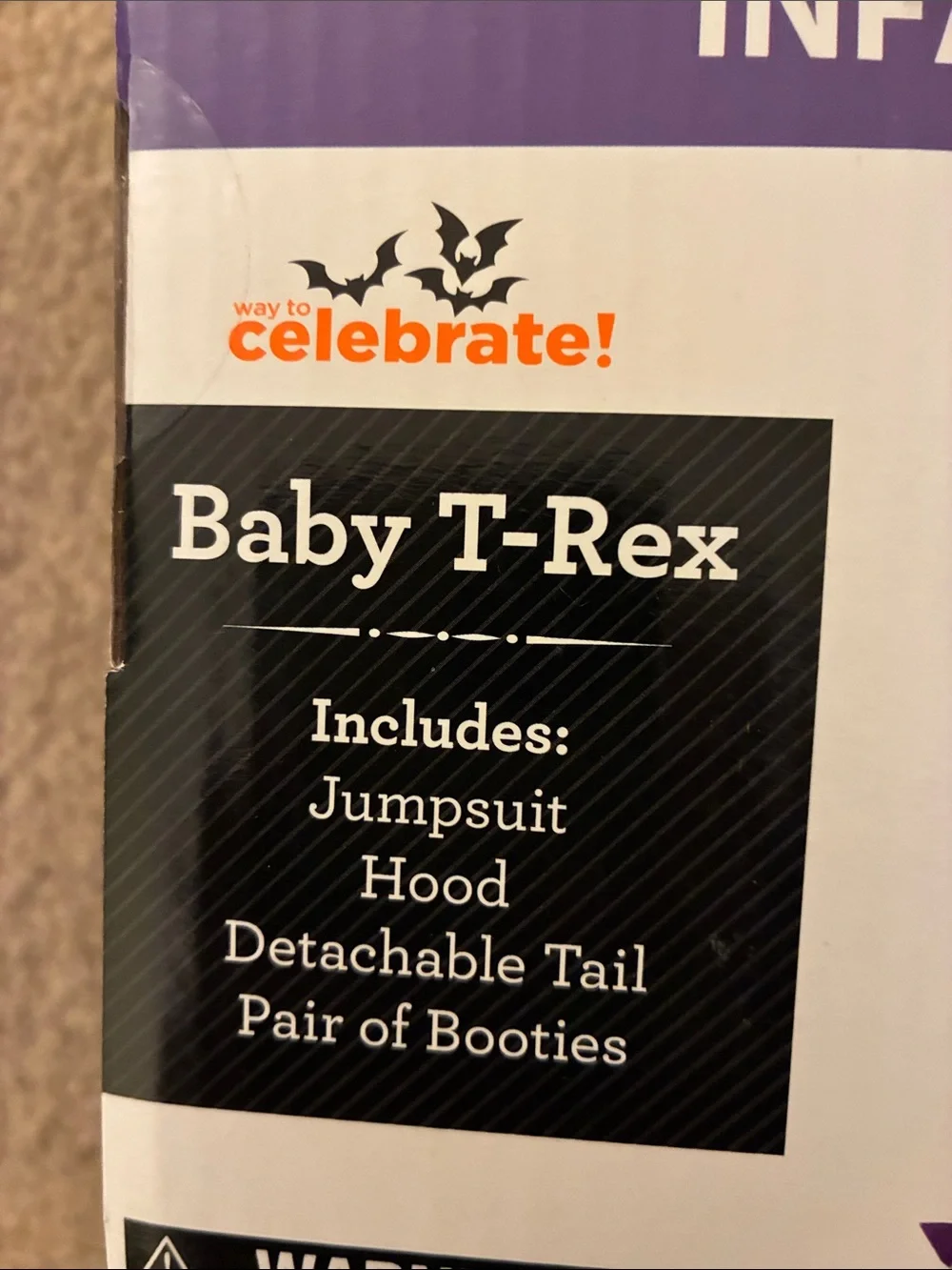Way To Celebrate Baby T-Rex Halloween Costume - Infant Size 6/12 Months